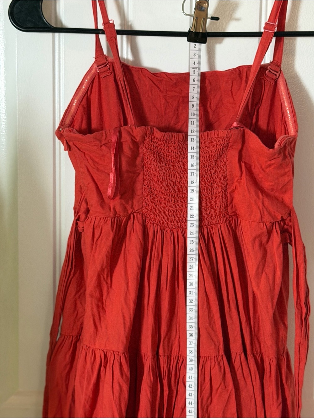 Women’s Red Smocked Bust Tiered Sundress